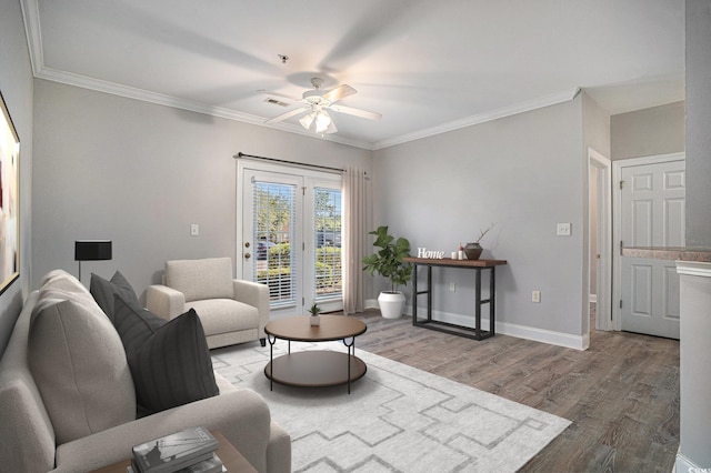 2029 Silvercrest Dr Unit 22B, Myrtle Beach, SC 29579 - living area featuring wood finished floors, a ceiling fan, crown molding, and baseboards
