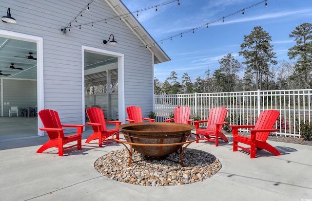 812 Maltby Aly, Myrtle Beach, SC 29588 - view of patio / terrace with an outdoor fire pit and a ceiling fan