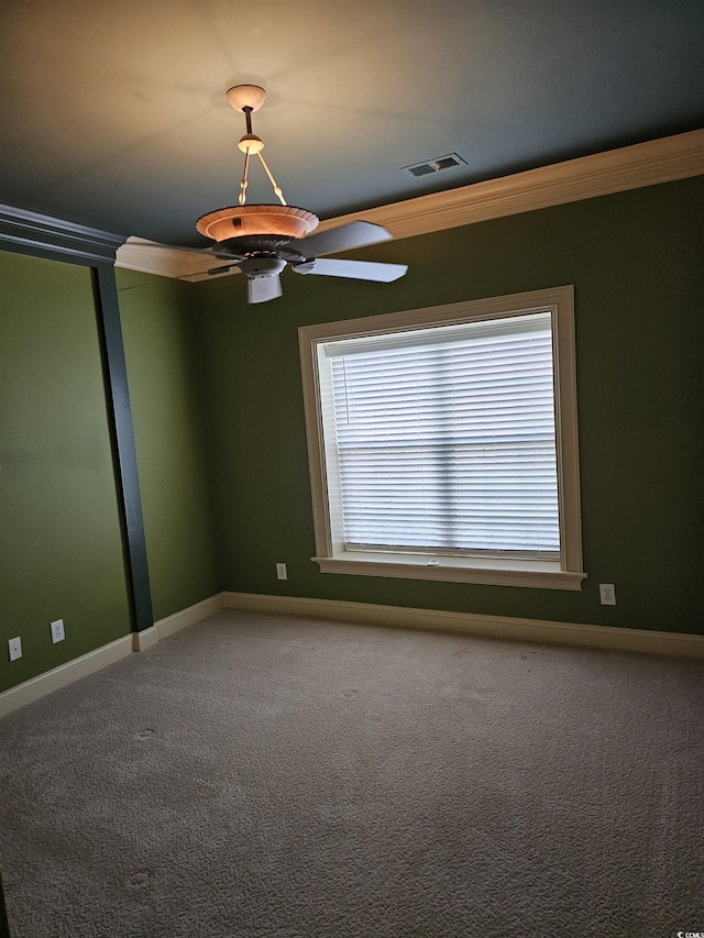 1426 Saint Thomas Cir Unit A 3, Myrtle Beach, SC 29577 - empty room with ceiling fan, crown molding, baseboards, and carpet flooring