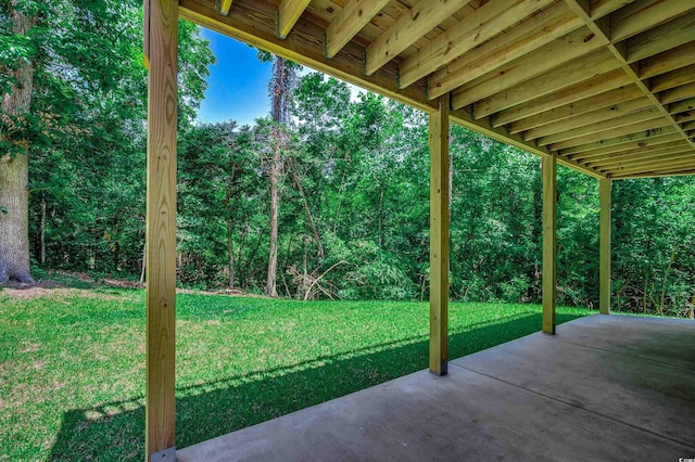 1673 Carriage Ln, Little River, SC 29566 - view of patio with a forest view