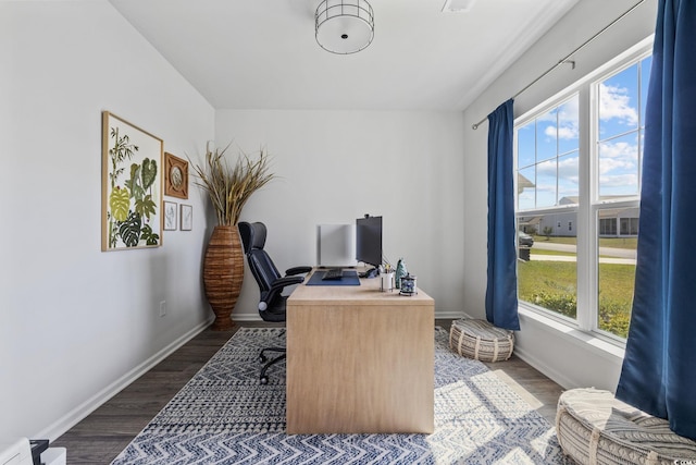 4410 Honir Dr, Myrtle Beach, SC 29579 - office area with healthy amount of natural light, dark wood-style flooring, and baseboards