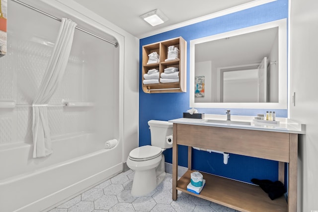 3000 N Ocean Blvd N Unit 1401, Myrtle Beach, SC 29577 - bathroom featuring toilet, vanity, shower / bathtub combination, and tile patterned flooring