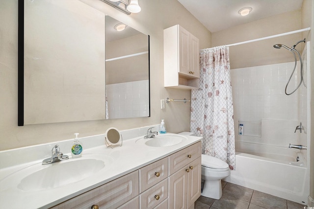 4895 Luster Leaf Cir Unit 302, Myrtle Beach, SC 29577 - full bath featuring shower / tub combo with curtain, tile patterned floors, toilet, and double vanity