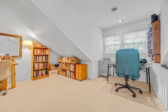 444 Dornoch Dr, Pawleys Island, SC 29585 - carpeted office space featuring baseboards and vaulted ceiling