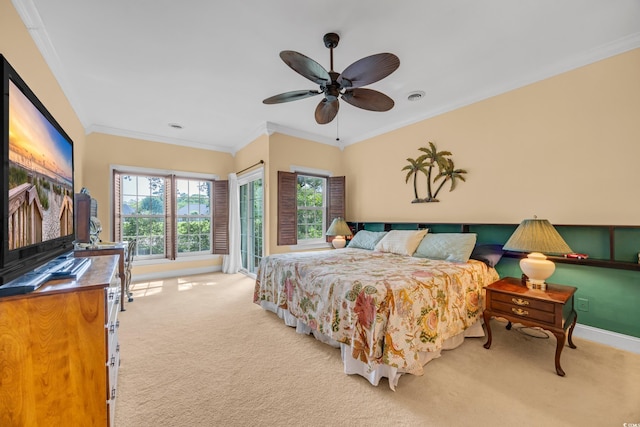 444 Dornoch Dr, Pawleys Island, SC 29585 - carpeted bedroom featuring baseboards, ornamental molding, and a ceiling fan