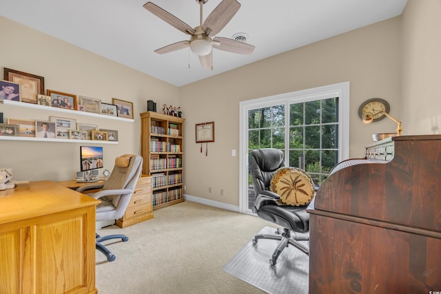 444 Dornoch Dr, Pawleys Island, SC 29585 - office area with light colored carpet, ceiling fan, and baseboards