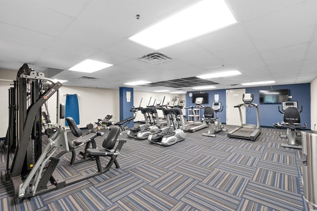 7200 N Ocean Blvd Unit 360, Myrtle Beach, SC 29572 - exercise room with a drop ceiling and carpet