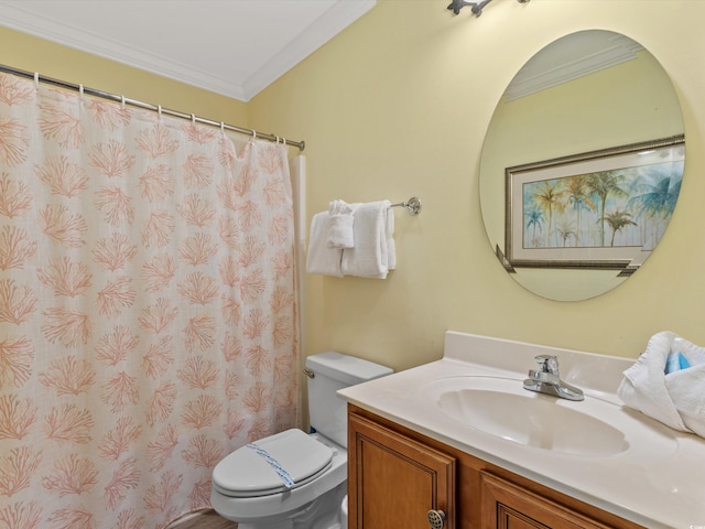 703 S Waccamaw Dr, Garden City Beach, SC 29576 - bathroom featuring toilet, ornamental molding, and vanity