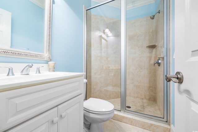 509 Heston Point Dr, Pawleys Island, SC 29585 - full bathroom with a stall shower, toilet, vanity, and tile patterned flooring