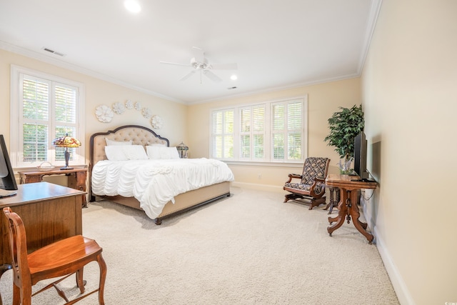 509 Heston Point Dr, Pawleys Island, SC 29585 - carpeted bedroom featuring crown molding, baseboards, a ceiling fan, and recessed lighting