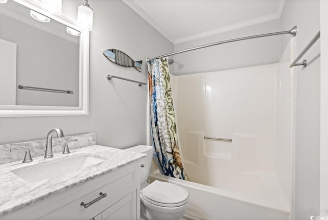 207 N 3rd Ave N Unit 247, North Myrtle Beach, SC 29582 - full bathroom featuring crown molding, toilet, vanity, and shower / tub combo with curtain
