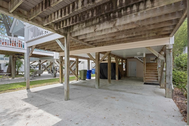 view of patio / terrace featuring stairway