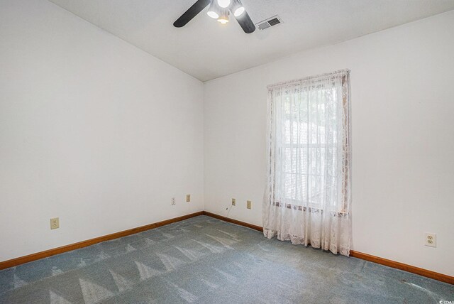 4311 Bradford Cir, Myrtle Beach, SC 29588 - unfurnished room featuring a ceiling fan, carpet, baseboards, and lofted ceiling