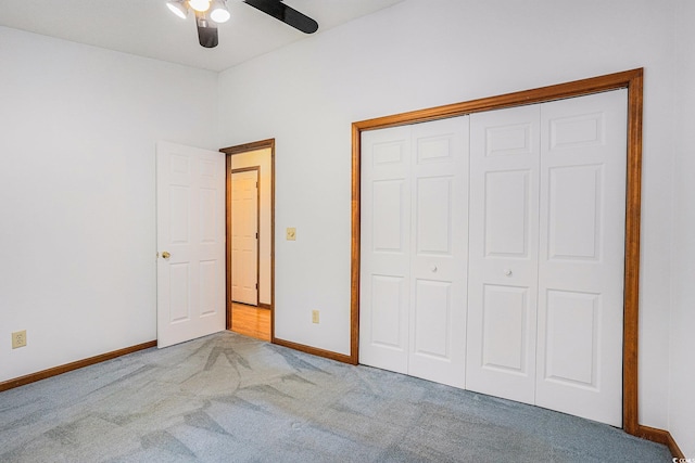 4311 Bradford Cir, Myrtle Beach, SC 29588 - unfurnished bedroom featuring carpet flooring, baseboards, a closet, and a ceiling fan
