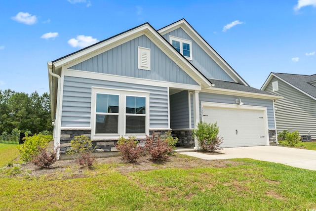 3021 Sistine St, Myrtle Beach, SC 29579 - craftsman-style house featuring stone siding, driveway, a front lawn, and an attached garage