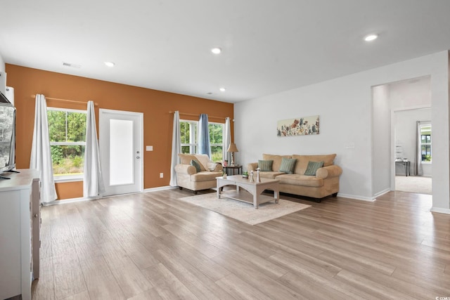 3021 Sistine St, Myrtle Beach, SC 29579 - living room with healthy amount of natural light, light wood-style flooring, recessed lighting, and baseboards