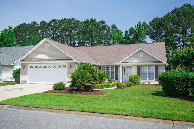 1044 Vestry Dr, Murrells Inlet, SC 29576 - single story home with a garage, concrete driveway, a front yard, and a shingled roof