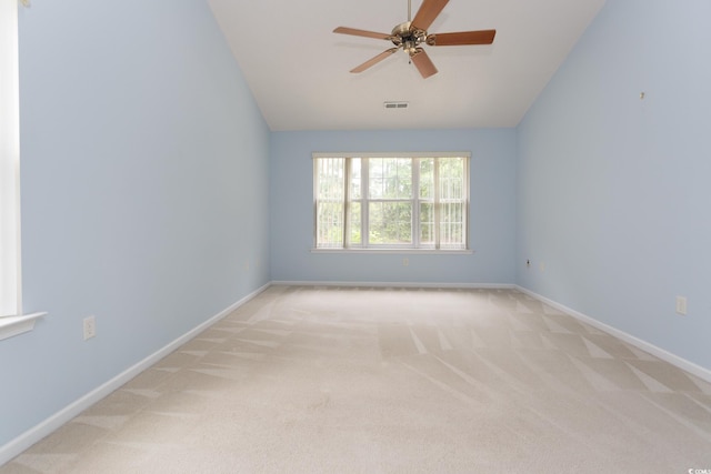 1044 Vestry Dr, Murrells Inlet, SC 29576 - unfurnished room with vaulted ceiling, light carpet, a ceiling fan, and baseboards