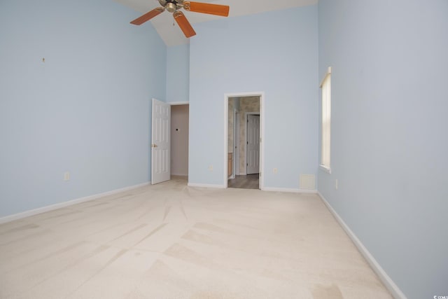 1044 Vestry Dr, Murrells Inlet, SC 29576 - carpeted spare room featuring high vaulted ceiling, a ceiling fan, and baseboards