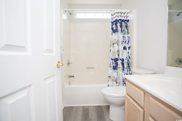 1044 Vestry Dr, Murrells Inlet, SC 29576 - full bathroom with toilet, shower / tub combo with curtain, vanity, and wood finished floors