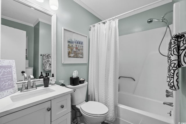 6000 N Ocean Blvd Unit 119, North Myrtle Beach, SC 29582 - bathroom with ornamental molding, toilet, shower / bath combo, and vanity