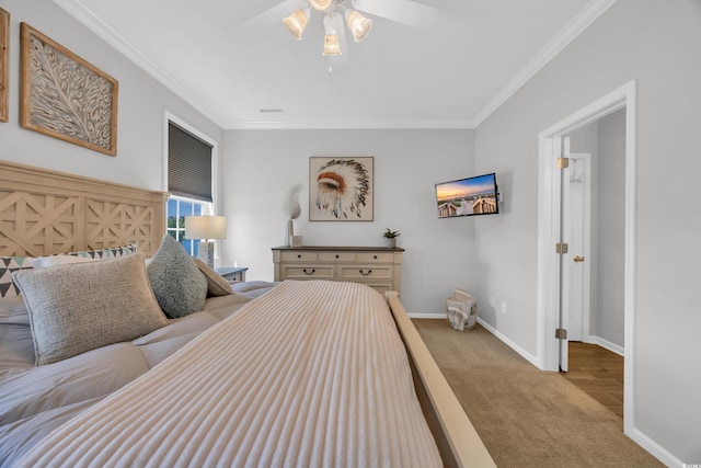1451 Virginia Pine Dr, Longs, SC 29568 - carpeted bedroom with crown molding, baseboards, and a ceiling fan