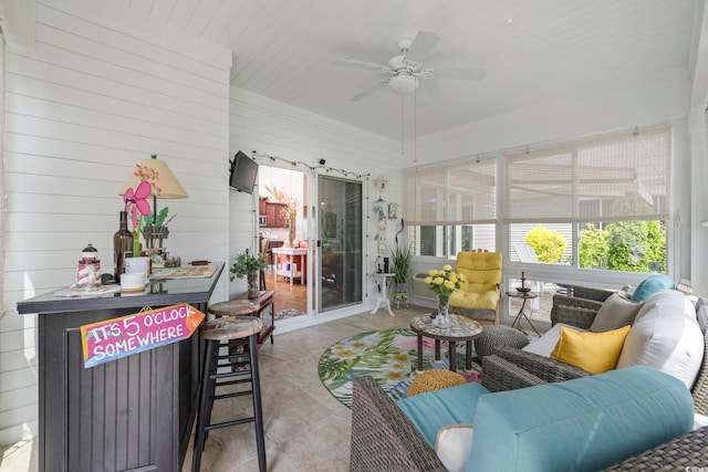 605 Ginger Lily Way, Little River, SC 29566 - sunroom / solarium featuring ceiling fan and outdoor lounge area
