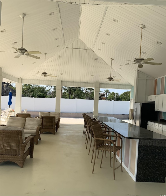 739 Shell Creek Cir Unit 739, North Myrtle Beach, SC 29582 - view of patio with an outdoor bar, ceiling fan, and fence