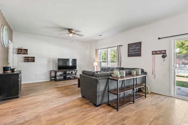 751 Dusty Pine Way, Myrtle Beach, SC 29588 - living room featuring light wood finished floors, ceiling fan, and baseboards
