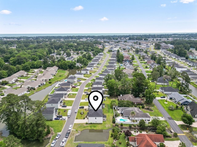 205 Marsh Deer Pl, Surfside Beach, SC 29575 - aerial view of property's location with nearby suburban area and a nearby body of water