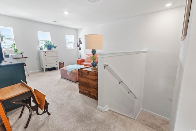 205 Marsh Deer Pl, Surfside Beach, SC 29575 - bedroom with light colored carpet, baseboards, an office area, and recessed lighting