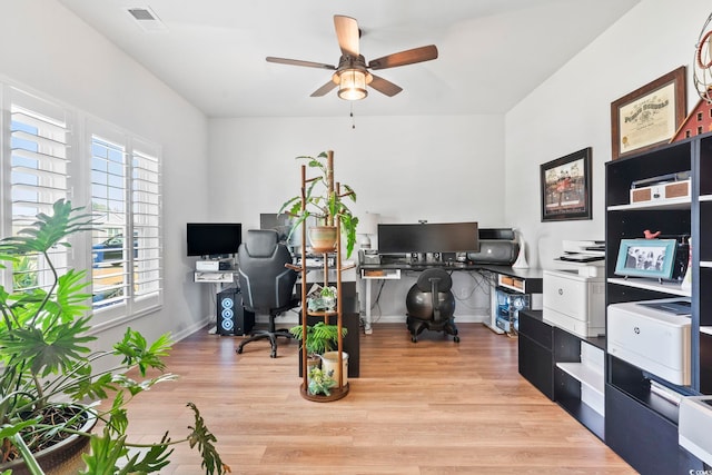 205 Marsh Deer Pl, Surfside Beach, SC 29575 - office with a ceiling fan, light wood-style floors, and baseboards