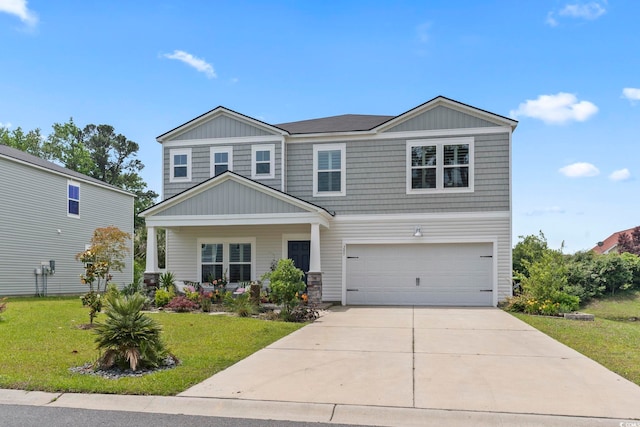 205 Marsh Deer Pl, Surfside Beach, SC 29575 - view of front of house with a garage, a front yard, and concrete driveway