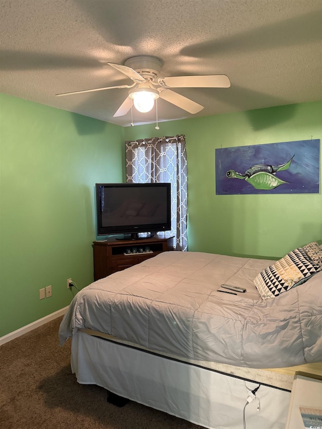 2005 Greens Blvd Unit F-205, Myrtle Beach, SC 29577 - bedroom featuring a ceiling fan, a textured ceiling, and carpet flooring