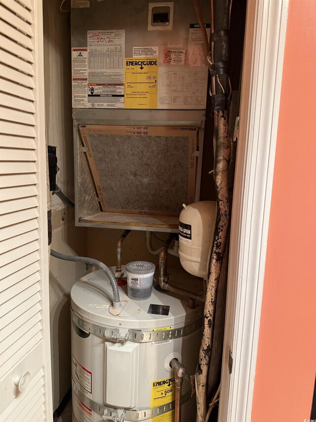 2005 Greens Blvd Unit F-205, Myrtle Beach, SC 29577 - utility room with secured water heater and heating unit