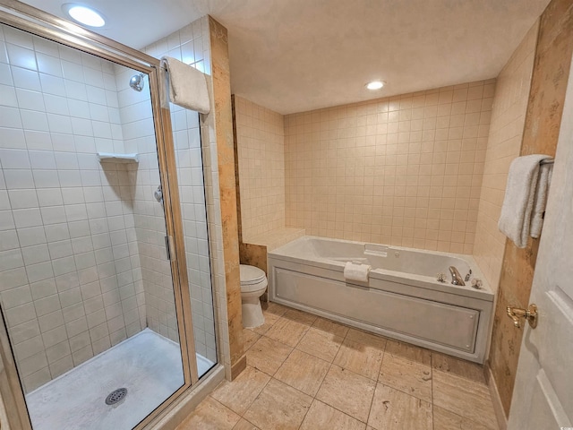 8560 Queensway Blvd Unit 508, Myrtle Beach, SC 29572 - full bath with a garden tub, a stall shower, and tile walls