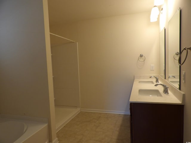 192 Mountain Ash Ln, Myrtle Beach, SC 29579 - full bath with a garden tub, double vanity, a shower, and baseboards