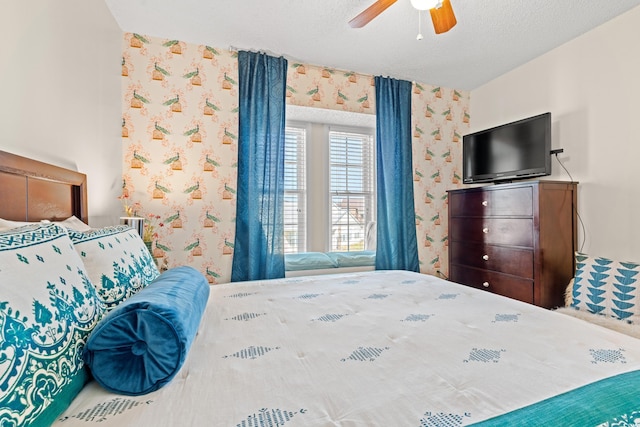 314 Lyons Cove Dr, Myrtle Beach, SC 29577 - bedroom featuring wallpapered walls and a ceiling fan