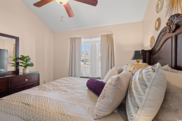 314 Lyons Cove Dr, Myrtle Beach, SC 29577 - bedroom featuring vaulted ceiling and a ceiling fan
