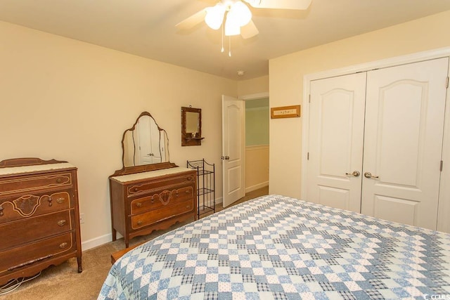 1028 Fairway Ln Unit 71, Conway, SC 29526 - bedroom with carpet, a closet, ceiling fan, and baseboards