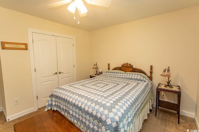 1028 Fairway Ln Unit 71, Conway, SC 29526 - bedroom with a closet, baseboards, carpet floors, and ceiling fan