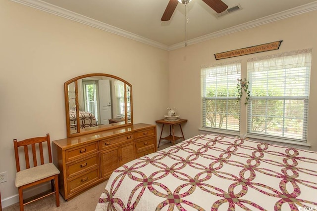 1028 Fairway Ln Unit 71, Conway, SC 29526 - bedroom with ornamental molding, light carpet, ceiling fan, and arched walkways