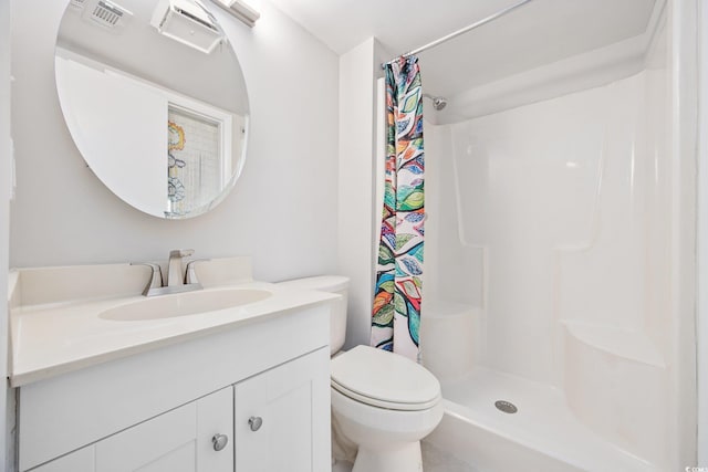 4000 N Ocean Blvd Unit 1002, North Myrtle Beach, SC 29582 - bathroom with a shower with shower curtain, toilet, and vanity