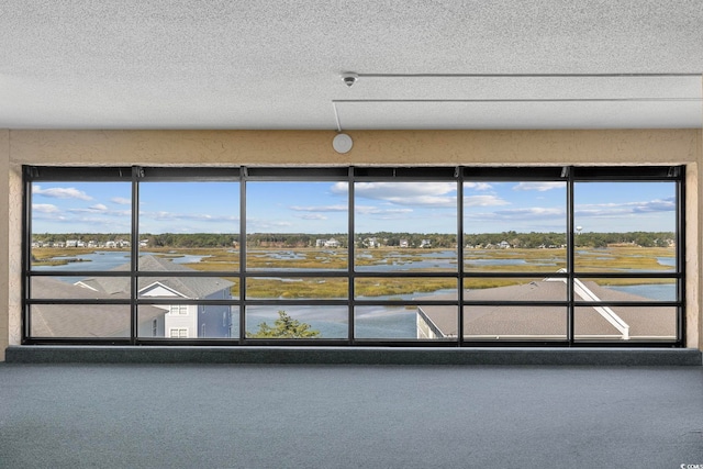 4000 N Ocean Blvd Unit 1002, North Myrtle Beach, SC 29582 - detailed view of a textured ceiling, carpet floors, a nearby body of water, and a surveillance system