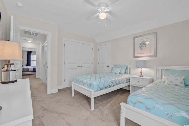 1012 Mary Read Dr, North Myrtle Beach, SC 29582 - bedroom featuring light colored carpet, baseboards, a closet, and a ceiling fan
