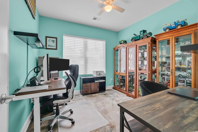 1012 Mary Read Dr, North Myrtle Beach, SC 29582 - office area featuring ceiling fan and baseboards