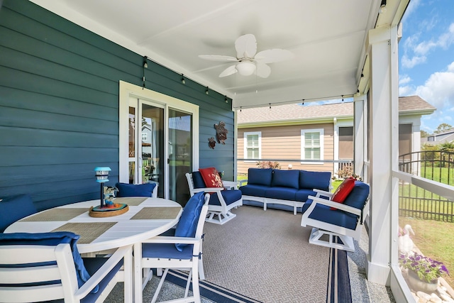 1012 Mary Read Dr, North Myrtle Beach, SC 29582 - sunroom / solarium featuring outdoor lounge area and ceiling fan