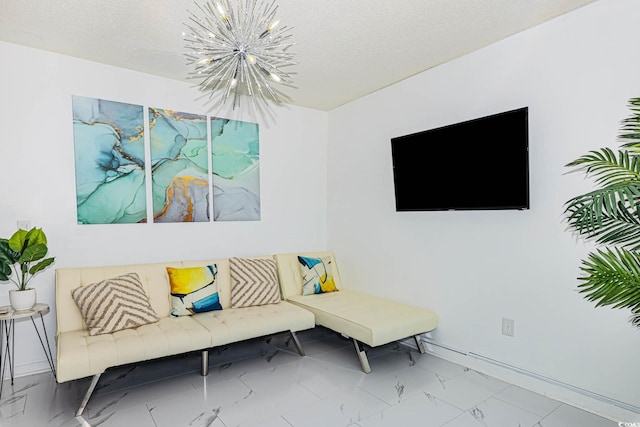 5905 S Kings Hwy Unit 344B, Myrtle Beach, SC 29575 - sitting room with a chandelier, marble finish floors, and baseboards