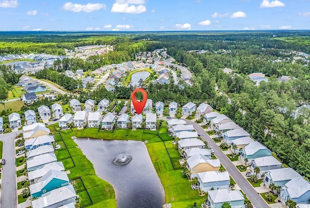 104 Splendor Cir, Murrells Inlet, SC 29576 - aerial view of property's location with nearby suburban area, a large body of water, and a heavily wooded area