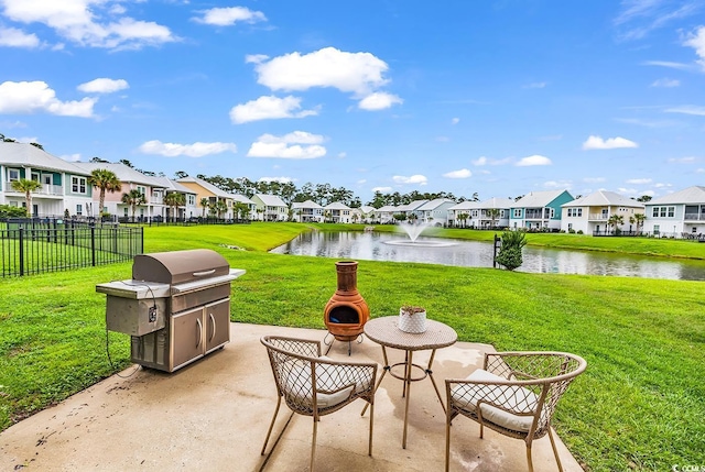 104 Splendor Cir, Murrells Inlet, SC 29576 - view of patio featuring a residential view, a water view, and a grill